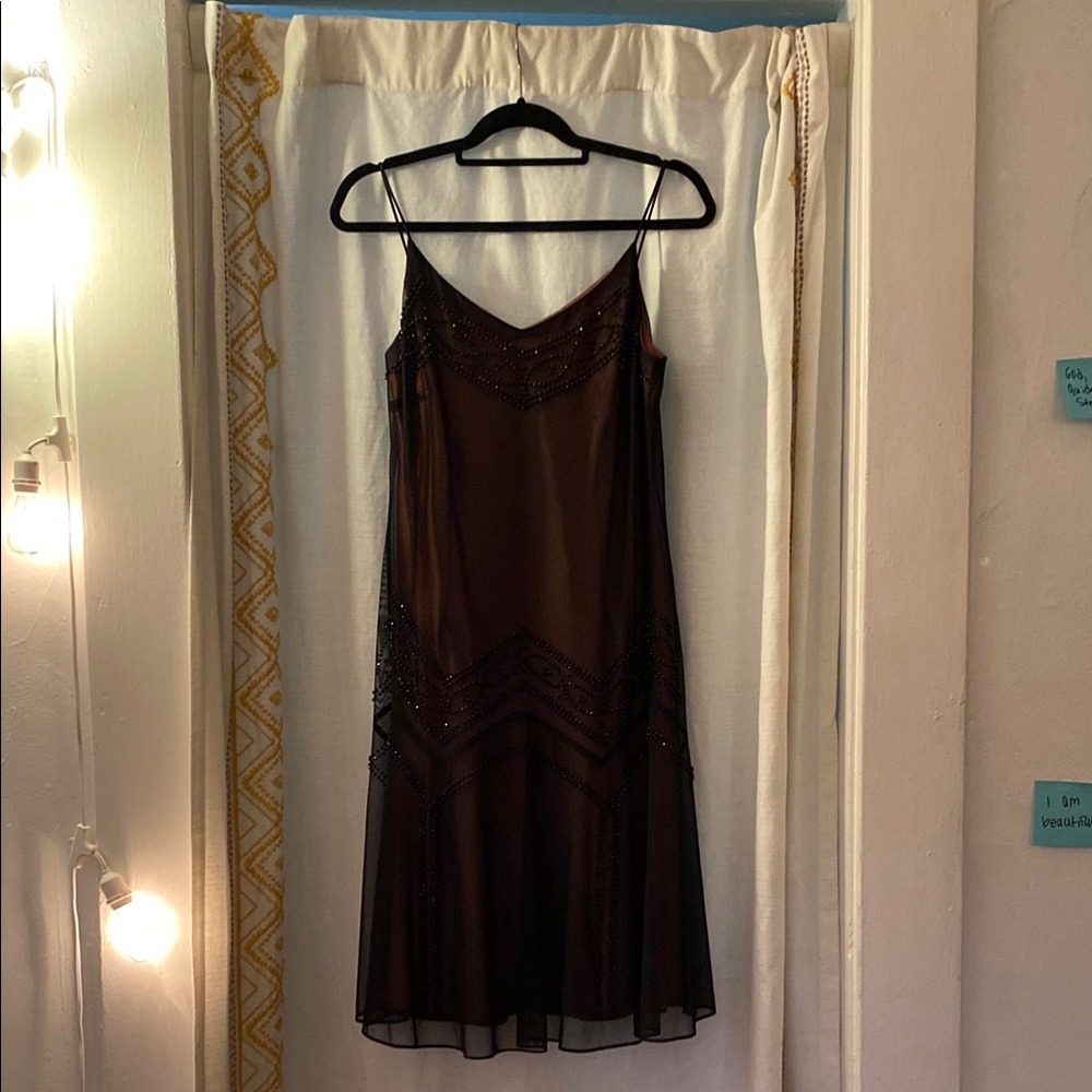 Vintage brown jeweled midi dress